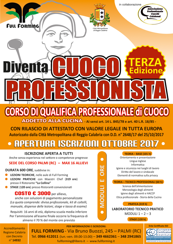 Corso di Qualifica Professionale per Cuoco III ed.