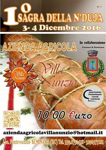 Prima Sagra della 'Nduja - 3 e 4 dicembre 2016 - Az. Agr. "Villa Nunzio" - Seminara (RC)