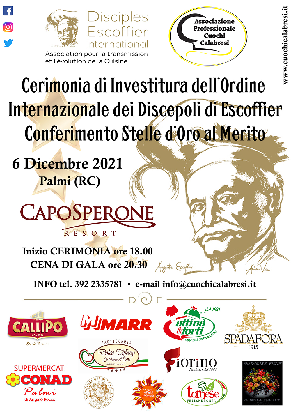 Locandina Cerimonia Investitura Disciples Escoffier 2021